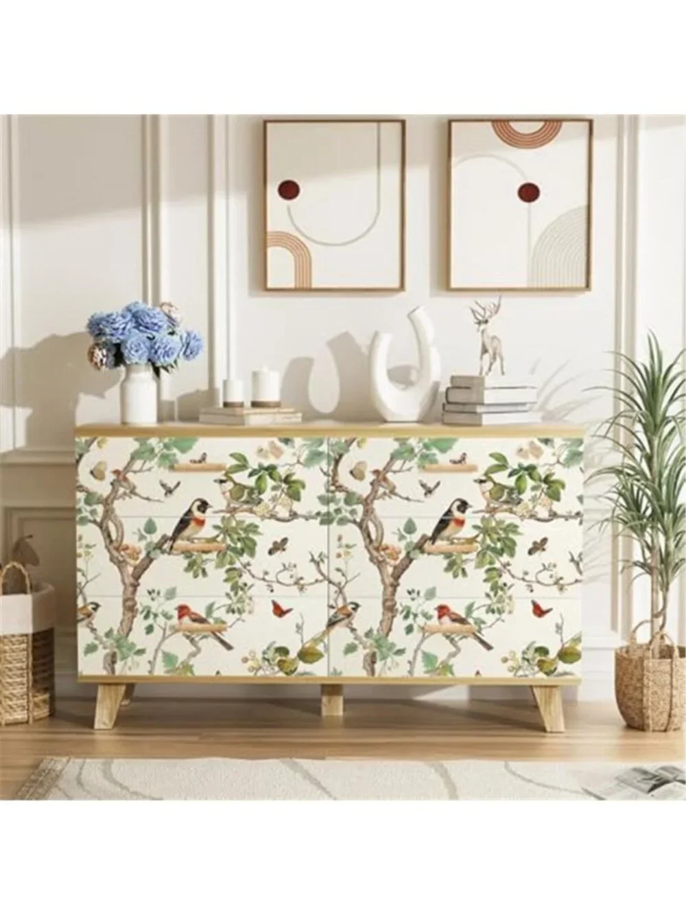 Peel Stick Wallpaper Vintage Floral Bird Boho Removable Wall Paper Bathroom